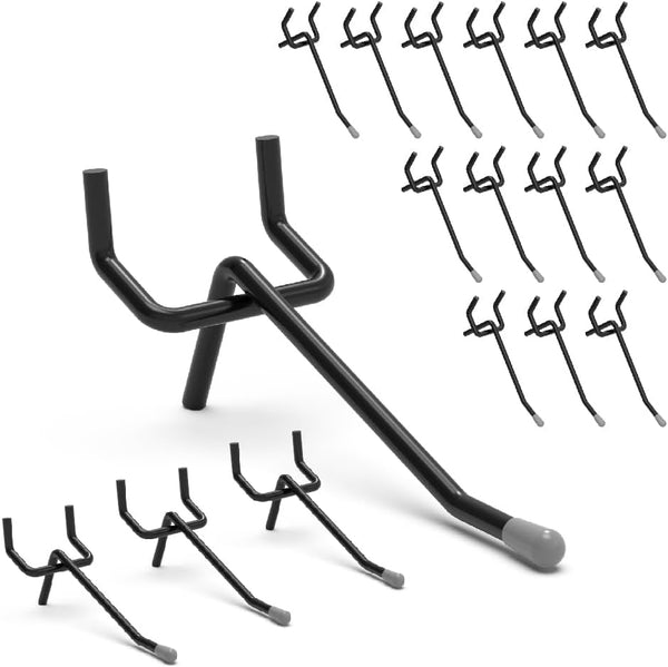 Black Pegboard Hooks, 2 Inch, 50PC, Fit 1/8" or 1/4" Pegboard, Hanging Tool Hooks