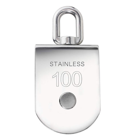 M100 Heavy Duty Single Pulley Roller Loading 3300Ibs, 304 Stainless Steel Swivel Lifting Rope Block