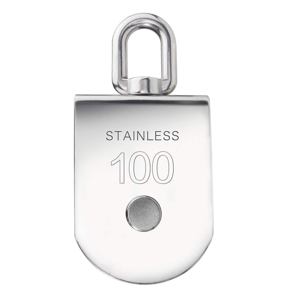 M100 Heavy Duty Single Pulley Roller Loading 3300Ibs, 304 Stainless Steel Swivel Lifting Rope Block