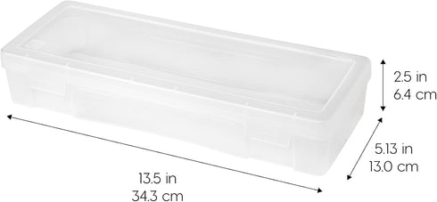 IRIS USA Plastic Pencil Case Box, Craft Hobby Art School Supply Storage Organizer Container, 10-Pack, Clear