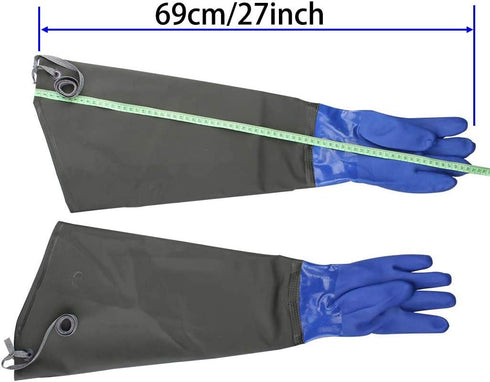 Long Rubber Drain Cleaning Gloves, Waterproof Elbow Length Insulated Gloves (27 Inch)