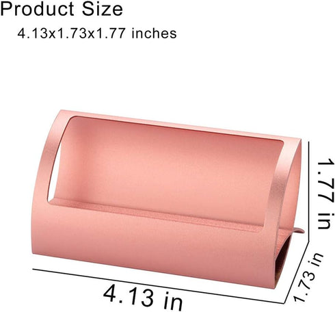 Metal Business Card Holder for Desk - Modern Aluminum Display Stand, Desktop Name Card Rack Organizer, Rose Gold