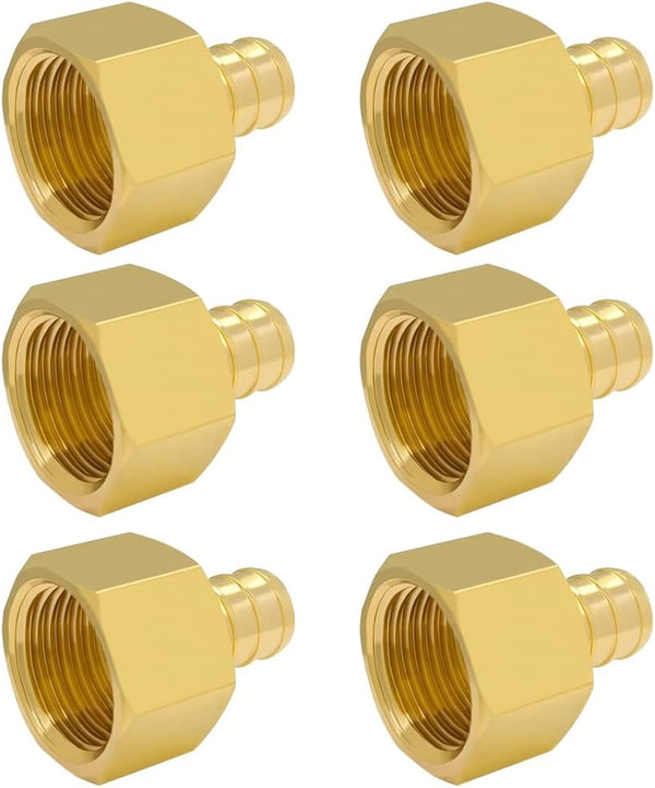 Hooshing 1/2" Pex Female Adapter, PEX 1/2 Inch to 1/2 Inch Female NPT, Pack of 6