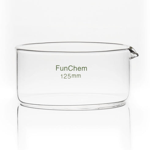 Crystallizing Dish with Spout, Borosilicate Glass, Reusable for Crystallization and Evaporation, O.D. 125 mm, 500 ml,