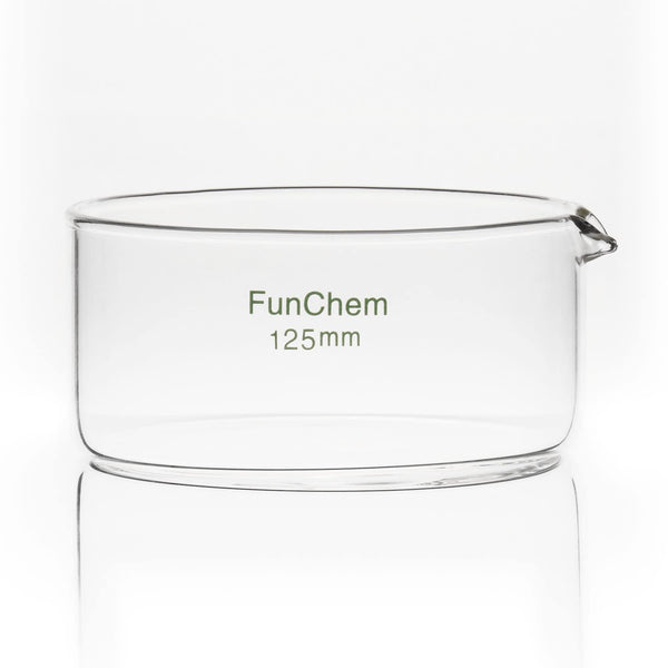 Crystallizing Dish with Spout, Borosilicate Glass, Reusable for Crystallization and Evaporation, O.D. 125 mm, 500 ml,