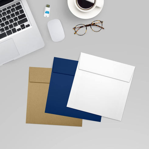 LUXPaper Square Invitation Envelopes, Peel & Press, 5 3/4" x 5 3/4", White Linen, 80lb, 50 Qty