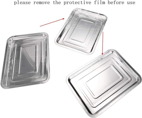 DOWEI 5 Pack Stainless Steel Trays, 13.5" X 10" Surgical Flat Bottom Trays for Dental Medical Body Piercing Lab Supplies