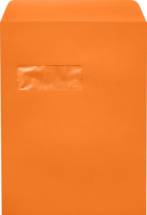 LUXPaper 9 x 12 Open End Window Envelopes | Peel & Press | Mandarin Orange | 80lb. Text