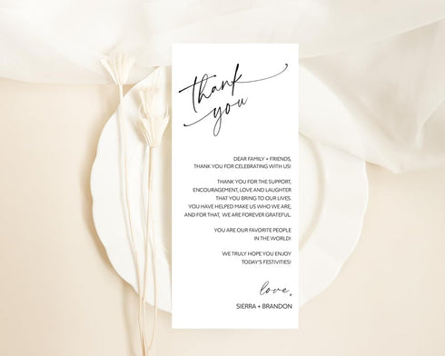 Setting, All Ewired Up Wedding Thank You Note, Printed Personalized, thank you Place Table Thank You Card, Minimalist
