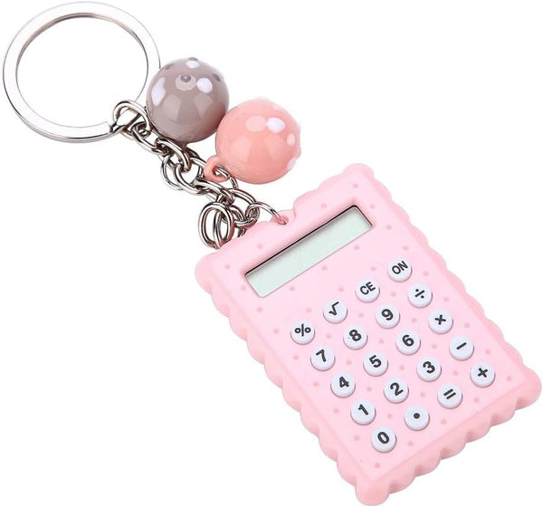 Mini Portable Cute Cookies Key Chain Calculator, Candy Color Pocket Calculator for Keyring Decoration