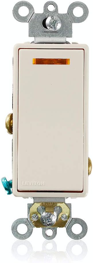 Leviton 5631-2T 20-Amp 120-Volt Decora Plus Rocker Lighted Handle, Light Almond