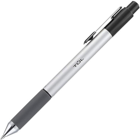 TUL BP3 Ballpoint, Retractable, Fine Point, 0.8 mm, Silver Barrel, Black Ink, Pack of 12
