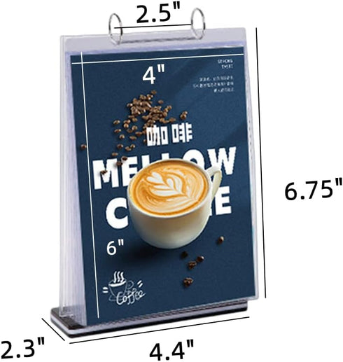 Rikyo 6 Pages-12 (Vertical-4x6) Acrylic Sign Holder,Table Card Multi-Page Flip Display Sides,T Shape Double-Sided