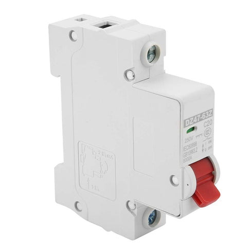 DC Circuit Breaker, 20 Amp Miniature Circuit Breaker DC MCB Single Pole, 6 KA Breaking Capacity
