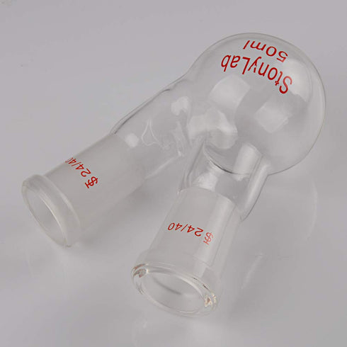 StonyLab 50ml Heavy Wall 2 Neck Round Bottom Flask with 19/22 Center and Side Standard Taper Joint