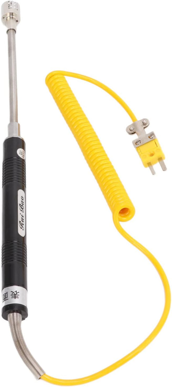 K Type Thermocouple Temperature Probe Heat Resistant Steel Sensor with Insulated Handle (Straight Shank)