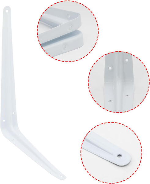 Mormchlots 24Pcs 12 10 Inch x White Shelf Brackets, Heavy-Duty Metal Steel Corner L Brackets for Shelves Shelf
