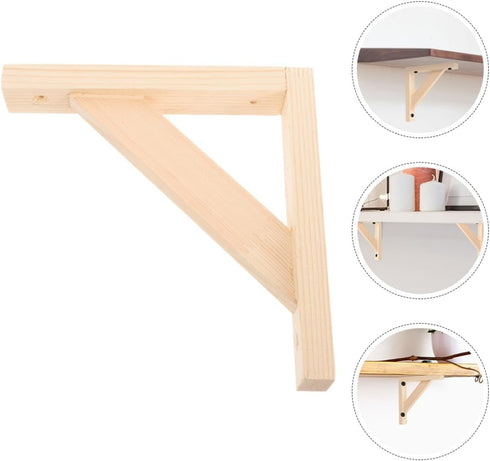 2pcs 20x20cm Balacoo Solid Wood Triangle Shelf Brackets Heavy Duty Wall Shelf Supports and Workbench Storage