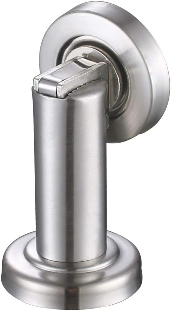Magnetic Door Stopper, Heavy Duty Metal Door Holder with Magnet, Wall or Floor Mount, Brushed Nickel for Home Office