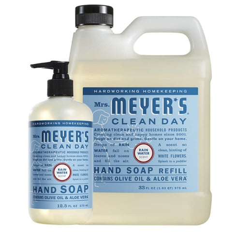 Mrs. MEYER'S Hand Soap Variety, 1 Rain Water Refill, 1 Rain Water