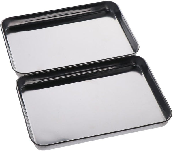 2 Packs Stainless Steel Dental Procedure Tray, Premium Silver Medical Surgical Tray for Tattoo, Resin, Lab Supplies