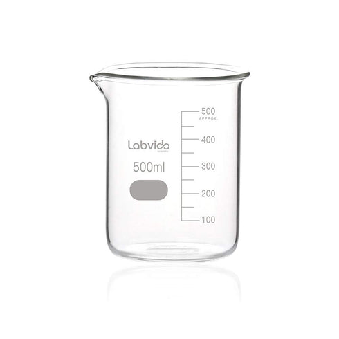 Upgrated 6 Size Low Form Glass Beaker Set, 25ml 50ml 100ml 250ml 500ml 1000ml, 3.3 Boro Glass with Printed Graduation