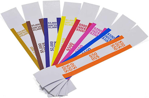 L LIKED Pack of 400 Money Band Bundles, Self Sealing Currency Straps for Bill Wrappers (50 of Each)