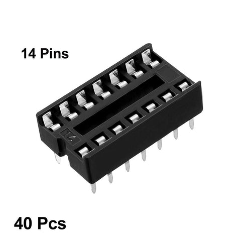 uxcell 40pcs DIP IC Chip Socket Adaptor - 2.54mm Pitch 2 Row 14 Flat Pins for Soldering