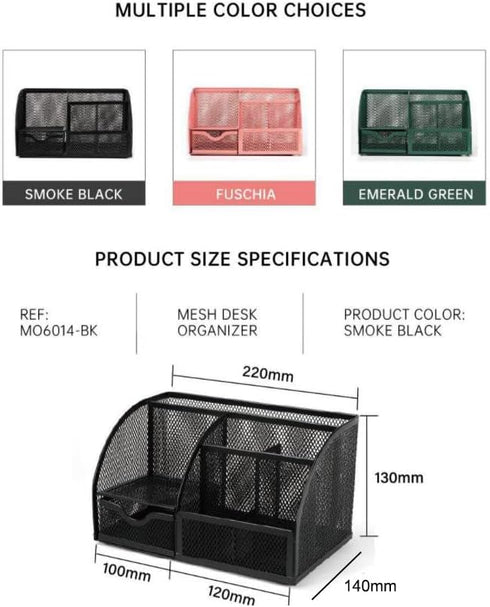 Metal Mesh Desk Organizer - Stationery Pen Holder, Pencil Pot, Makeup Brush Organizer for Home Office (Black)