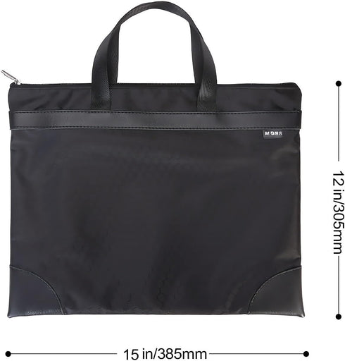 M&G Zipper Pouch with Handle, Large Pocket File Bag for Office Document Storage (Black, 12x15 in)