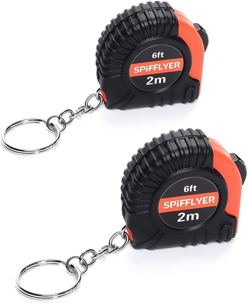 2 Pack Mini Measuring Tape Keychain, Retractable 6ft 2M with Metric and Inch Measurements