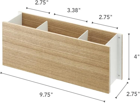 Yamazaki Home Caddy Desk TV Pen Holder | Steel + Wood | Remote Control & Tablet Organizer, Small