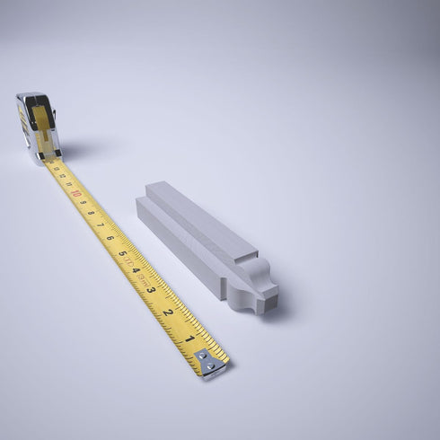 1 1/8"W 6 1/2"H 1 1/8"P 5 1/4"H 1 1/8"P, x x Americraft Solid Paint Grade Wood Universal Baseboard Outside Corner Block