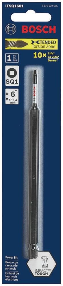 BOSCH ITSQ16B 10-Pack 6 In. Square #1 Impact Tough Screwdriving Power Bits
