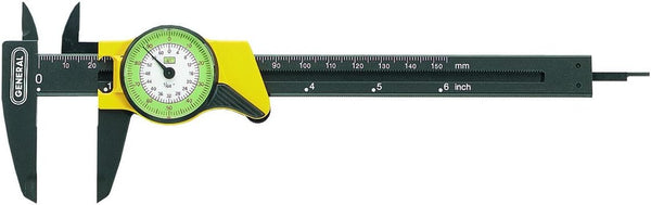 General Tools 142 Plastic Dial Caliper, 0-6" Range, .01" & 1/64" Accuracy