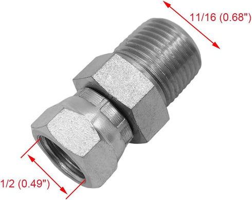 (2-PACK) 1404-06-04 Hydraulic Hose Adapter Fitting 3/8" Male (3/8"-18NPTF) × 1/4" Female Swivel (1/4"-18NPSM) SAE Straight Pipe Joints Tube Connector Carbon Steel