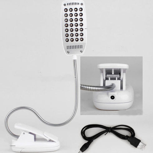 anso 28 Flexible USB Battery Power LED Light Clip-on Bedside Table Light Goose Neck Desk Lamp (White)