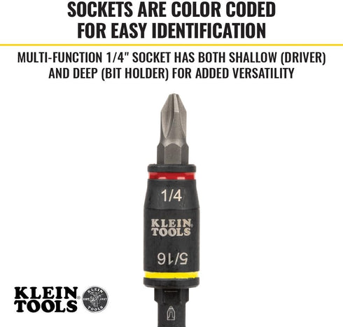 Klein Tools 32766 3-in-1 Impact Driver, SAE Impact Socket and Bit Holder, 1/4-Inch and 5/16-Inch Hex Drivers