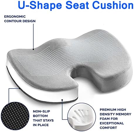 AK TRADING CO. 100% Tailbone Premium Comfort Seat Cushion - Non-Slip Orthopedic Memory Foam Coccyx Cushion for Pain
