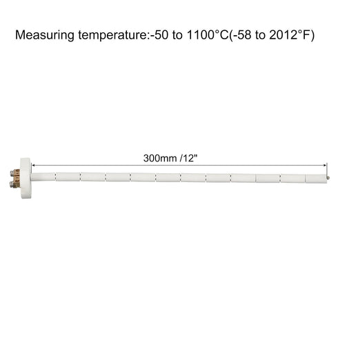 MECCANIXITY 12" K Type Ceramic Kiln Furnace Probe Thermocouple Sensor for Muffle Furnace Oven, High Temperature -50 to 1100°C 2.5x300mm