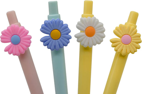 Maydahui 42PCS Little Daisy Shaped Rollerball Pens, Colorful Flower Pens with Black Gel Ink for Valentine's Day