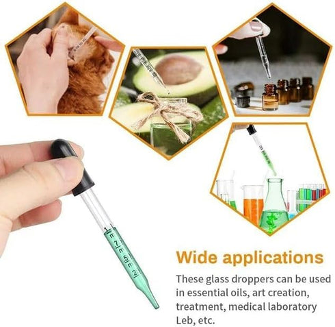 Transparent 1ml Eye Dropper Glass Liquid Dropper for Essential Oils, Pipettes for Resin Lab Bottles and Jars