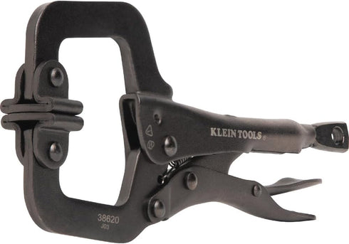 Klein Tools 38620 C-Clamp Locking Pliers with Swivel Pad Jaws, Intuitive Thumb Knob, Adjustable Clamp for Home, Shop, Woodworking, 6-Inch by Klein Tools