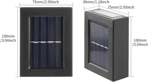 CALIDAKA 2 Pack LED Solar Wall Light, Up and down Outdoor Security Wall Lamps, IP65 Waterproof Solar Outdoor Lights, Solar Fence Lights LED Solar Wall Lights for Home Garden Porch(Warm Light) by CALIDAKA
