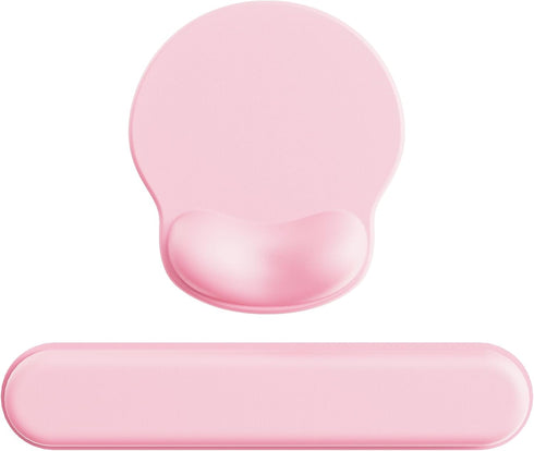 Ergonomic Mouse Pad Wrist Support Set, Memory Foam Keyboard Rest, Non-Slip Base Mousepad, Pink Set