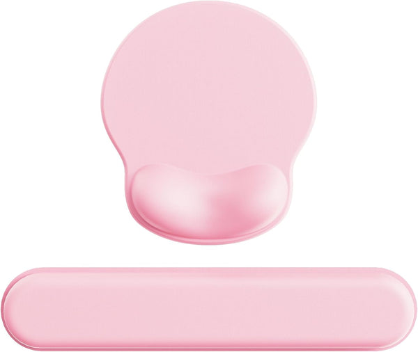 Ergonomic Mouse Pad Wrist Support Set, Memory Foam Keyboard Rest, Non-Slip Base Mousepad, Pink Set