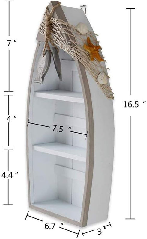 Sailboat Wooden Shelf Small Nautical Sail Boat Decor Coastal Beach Themed Ornaments for Home Bathroom Room Bedroom (C)