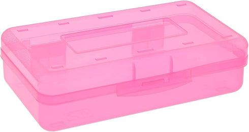 Juvale 4-Pack Large Capacity Plastic Pencil Boxes, Colorful Clear Stackable Cases for School Pens, Markers, Crayons,