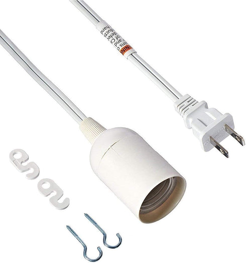 20 E26 Bulb Simple Deluxe Feet Lamp Cord Extension Pendant Light Hanging Lantern Socket (No Included), White