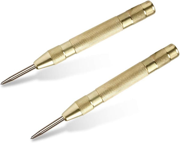 2 Pack Automatic Center Punch, Pamiso 5.1 Inch Spring Loaded Drill Punch Tool, Brass Window Spring Punch Tool